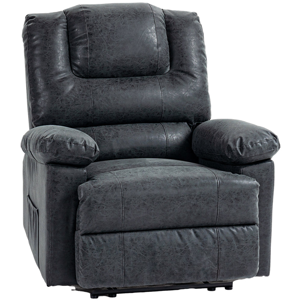 Manual Recliner Chair in Faux Leather, Black