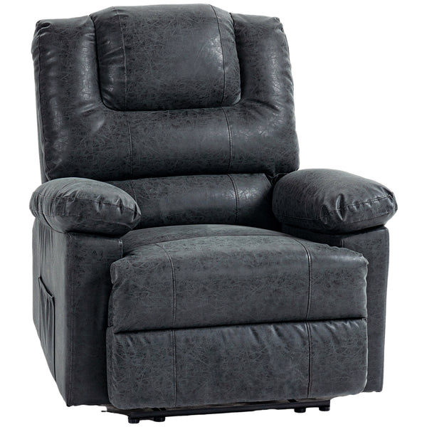 Manual Recliner Chair in Faux Leather, Black