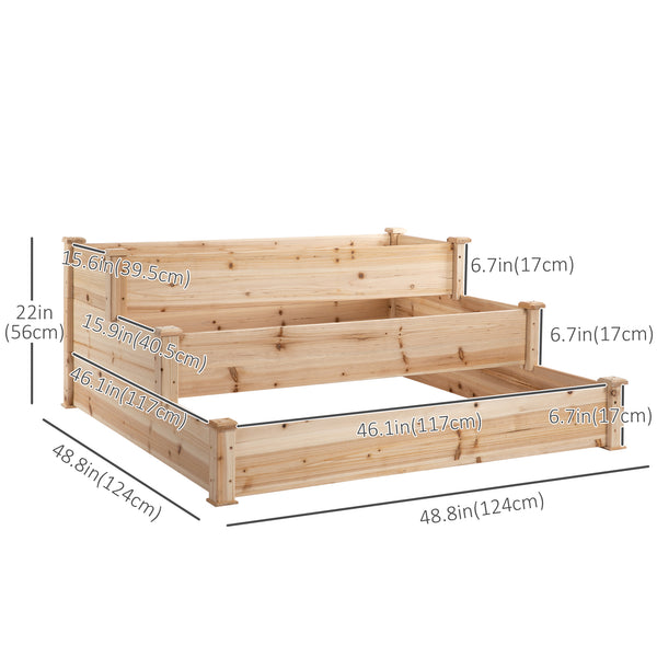 3-Tier Raised Garden Bed Kit, Natural Color