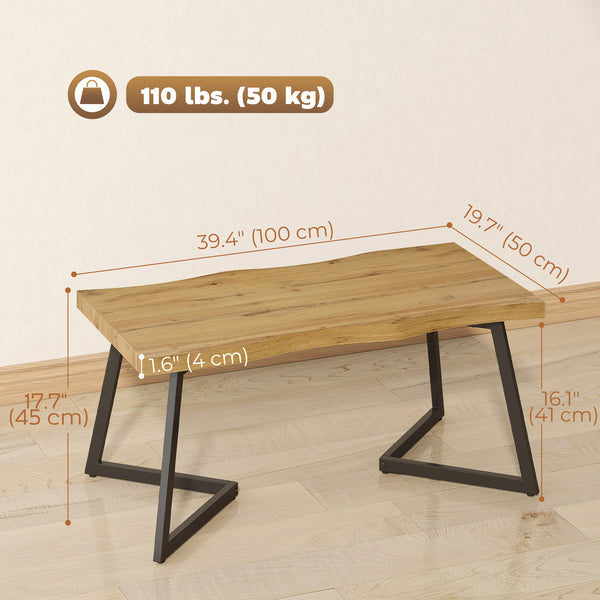39" thick-top coffee table, oak and black effect