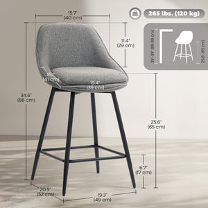 Set of 2 bar stools, dark grey