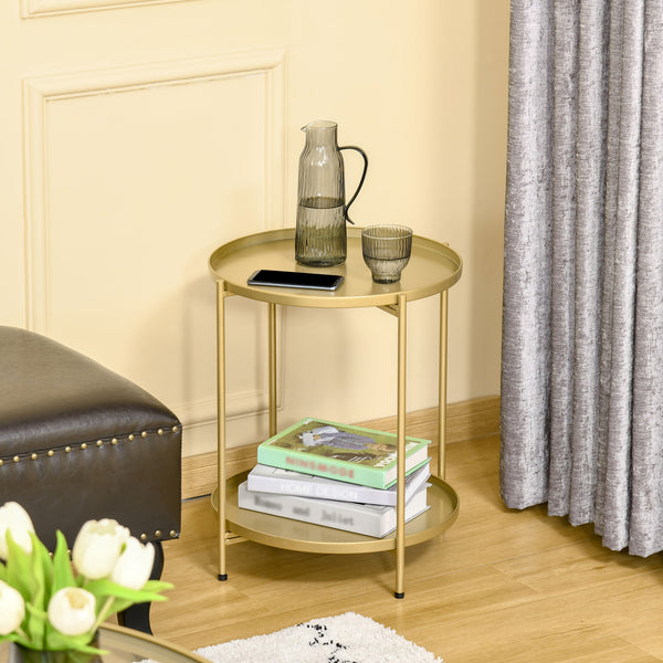 2-Tier Gold Side Table