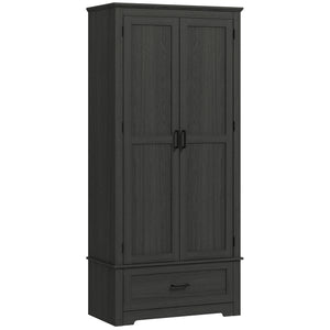 Country style kitchen cabinet with 2 doors, drawer and adjustable shelves, black