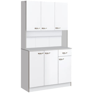 Modern sideboard with storage cupboards, drawer, open space for microwave, white