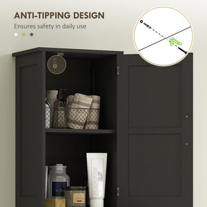 Bathroom cabinet 170 cm high with drawer, barn doors and adjustable shelves, black