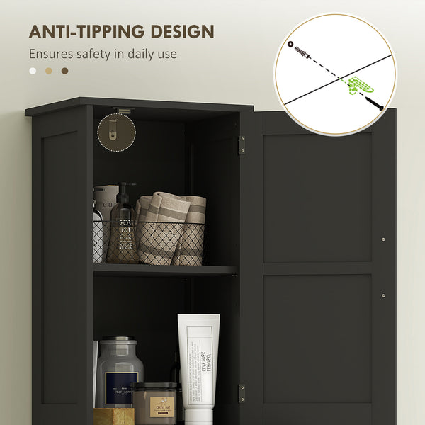 Bathroom cabinet 170 cm high with drawer, barn doors and adjustable shelves, black