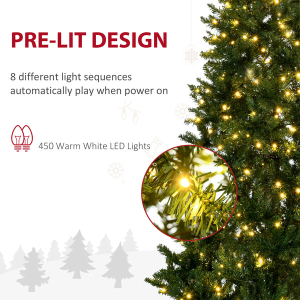 7.5ft Pre-Lit Artificial Christmas Tree with Warm White LED Light
