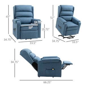 Electric recliner lift chair with footrest, blue