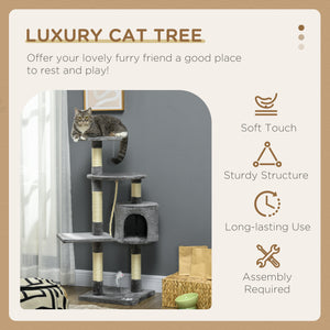 46-inch Multi-Level Cat Tree for Large Adult Cats with Toys and Condo, Gray