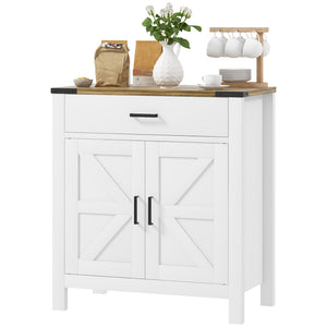 Country-style kitchen buffet with drawer and shelf for living room, white