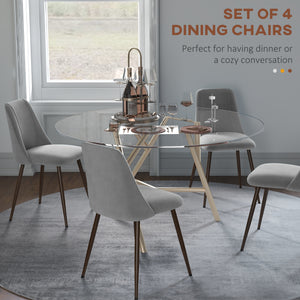 Set of 4 velvet upholstered dining chairs, grey