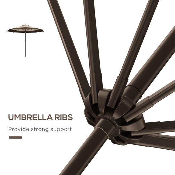 9 x 9 ft Outdoor Patio Umbrella Tilting with Crank, Dark Brown