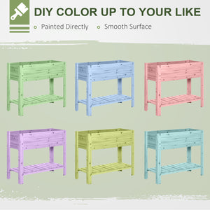 Raised Bed with Storage Shelf, Garden Patio Covering, Natural Wood