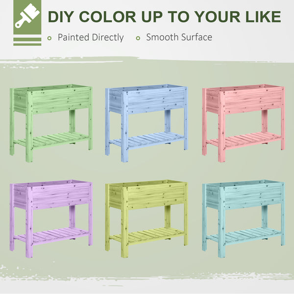 Raised Bed with Storage Shelf, Garden Patio Covering, Natural Wood