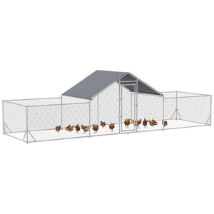 Metal chicken coop with waterproof and anti-UV cover