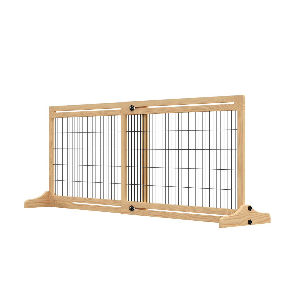 Freestanding Wooden Pet Gate with Support Feet