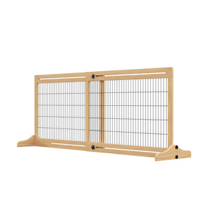 Freestanding Wooden Pet Gate with Support Feet