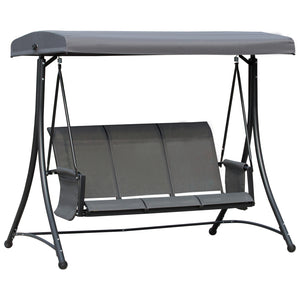 3-seater swing with high backrest and adjustable canopy, dark grey