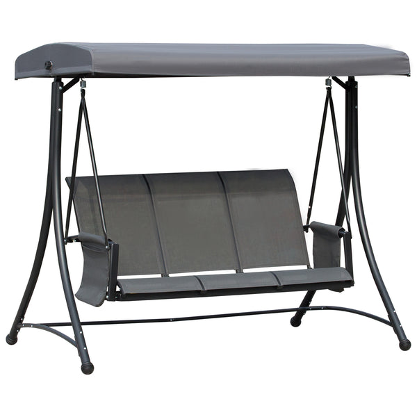 3-seater swing with high backrest and adjustable canopy, dark grey