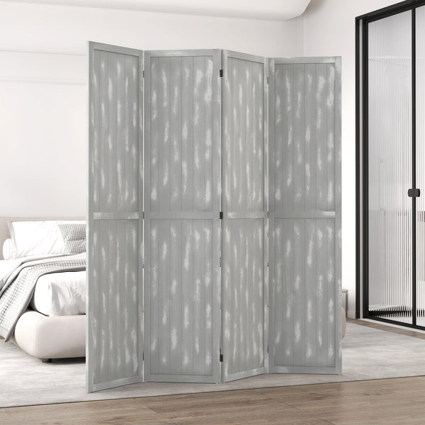 Folding room divider screen, gray