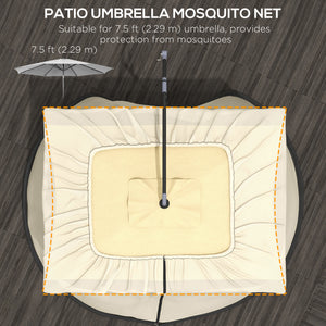 Protective mosquito net for 7.5-foot parasol with zipped door, beige