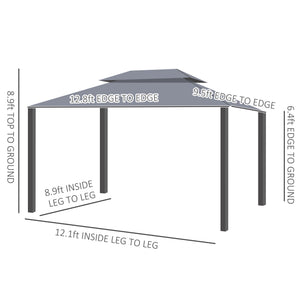 10 x 13 double-roofed gazebo with mosquito net and curtains, dark grey