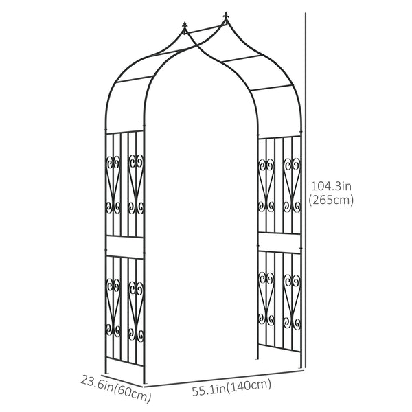 Garden arch with scrollwork design for climbing roses, vines and plants