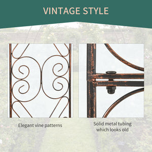 Metal garden arch with pergola for decorative climbing plants