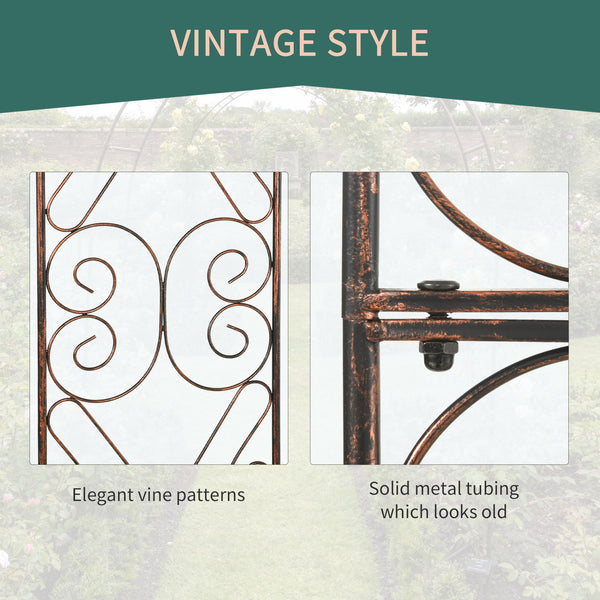 Metal garden arch with pergola for decorative climbing plants