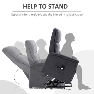 Electric Recliner Lift Chair with Remote Control and Side Pocket, Grey