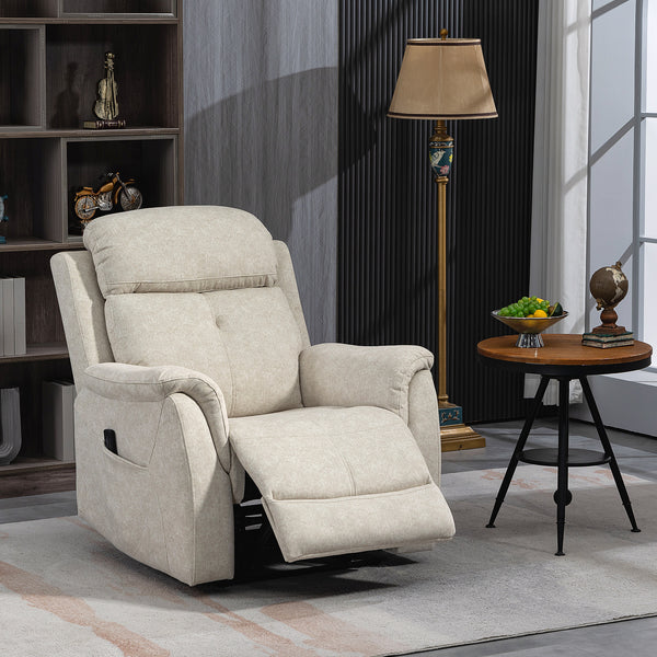 Manual recliner chair with vibration massage, beige