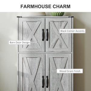 Farmhouse Kitchen Pantry with Adjustable Shelves, Gray