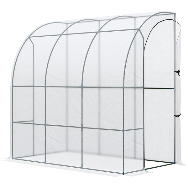 7' x 4' x 7' Garden Greenhouse with Roll-Up Door, Ideal for Plants, Herbs, Vegetables, White