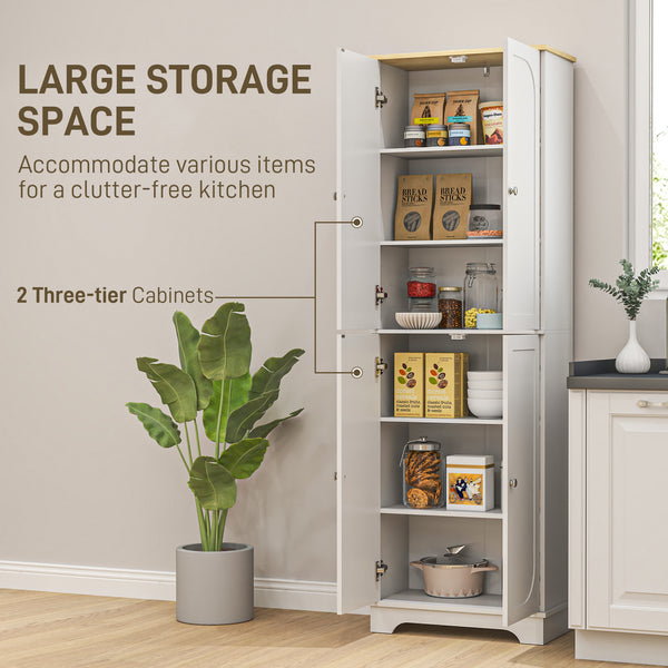 183 cm high storage cabinet with adjustable shelves, 4 doors, white