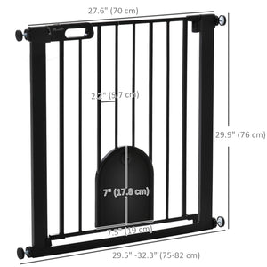 Extra-wide safety gate with small door, black