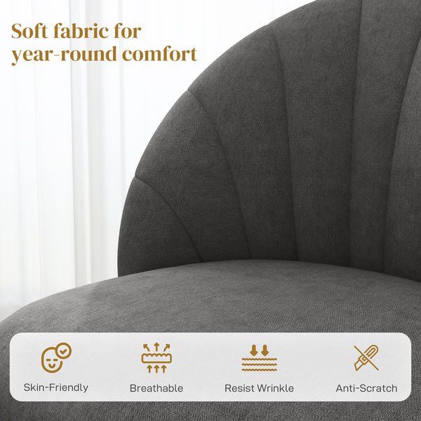 Set of 4 modern upholstered chairs with metal legs, dark grey