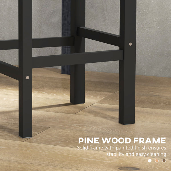 Set of 2 wooden bar stools, black