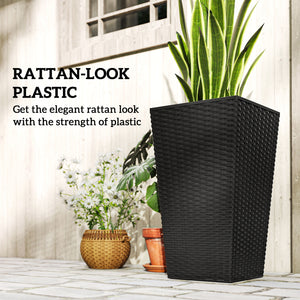 Set of 3 tall plant pots, black