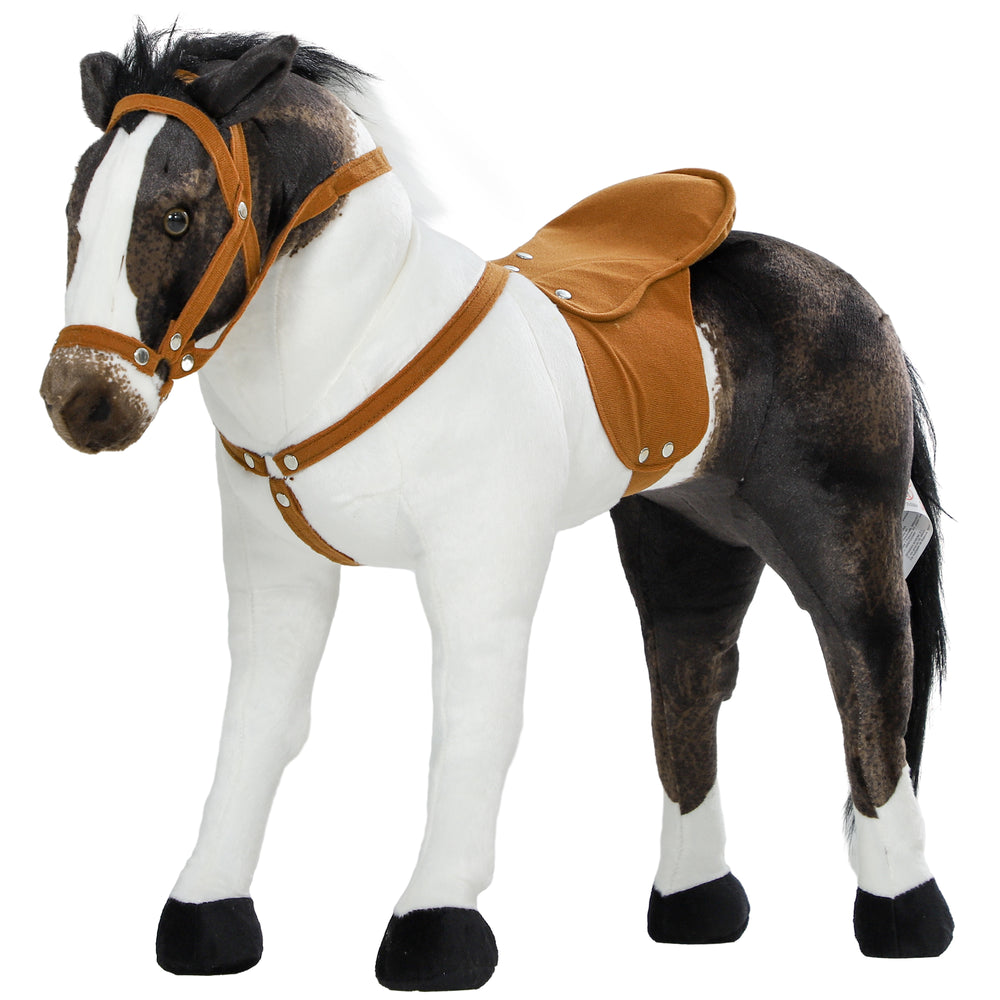 Plush horse with neighing and soft filling, brown
