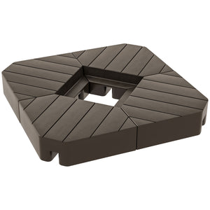 Offset parasol base with weight for outdoor parasol, capacity 60 kg (water) or 79 kg (sand), brown