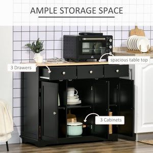 Modern buffet with cupboards, drawers and adjustable shelves for living room, black