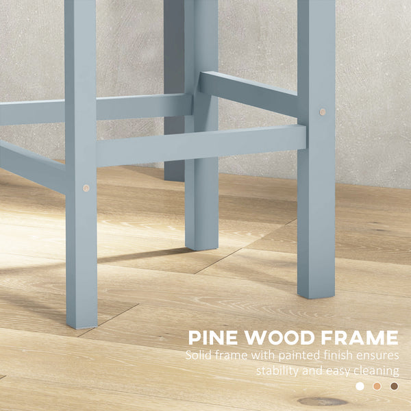 Set of 2 wooden bar stools, grey