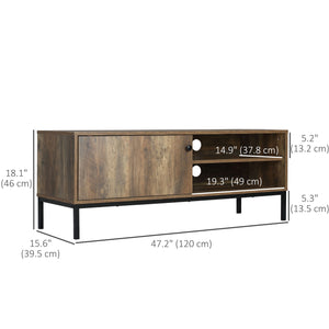 Retro TV cabinet for TVs up to 50 inches with sliding door, coffee