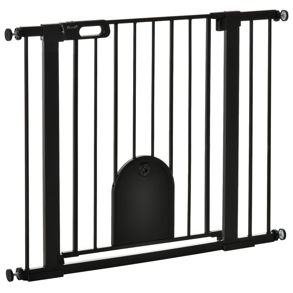 Black safety barrier with small gate