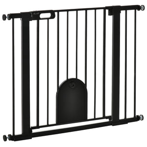 Black safety barrier with small gate