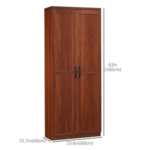 5-Tier Pantry with Doors and Adjustable Shelves, Brown