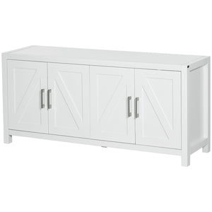 Buffet/TV stand with barn doors, 4 cable management holes, white