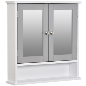 Medicine cabinet with double doors, white and gray