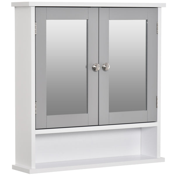 Medicine cabinet with double doors, white and gray