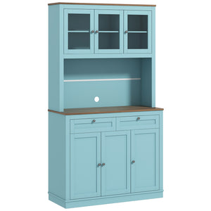 Pantry with microwave space and glass doors, blue